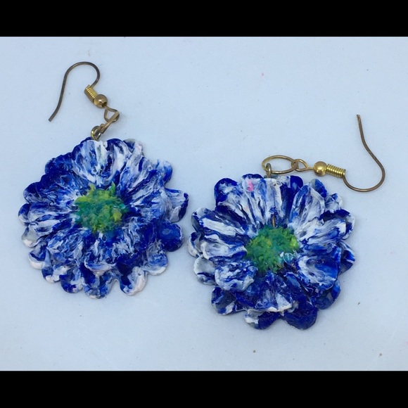Unique Handmade Polymer Clay Blossom Earrings - Picture 6 of 8